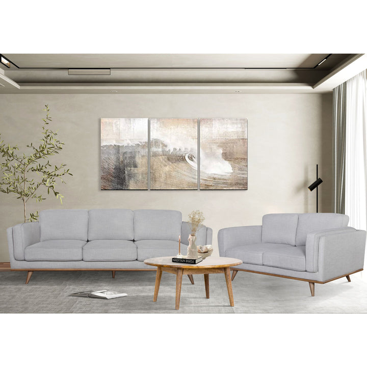 Petalsoft 2 + 3 Seater Sofa Set Fabric Uplholstered Lounge Couch - Grey