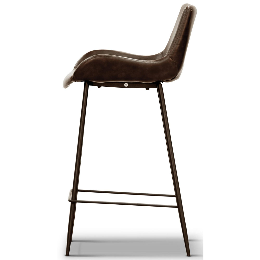 Brando  Set of 6 PU Leather Upholstered Bar Chair Metal Leg Stool - Brown