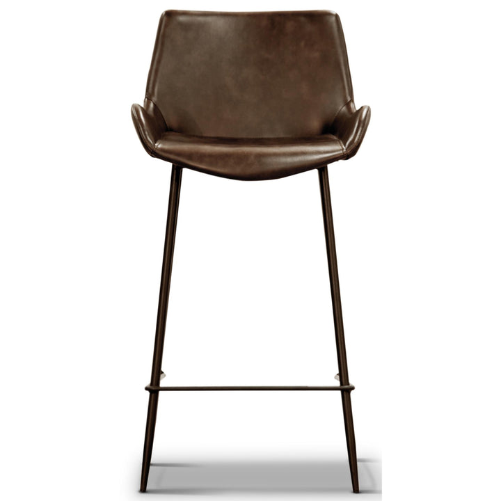 Brando  Set of 8 PU Leather Upholstered Bar Chair Metal Leg Stool - Brown