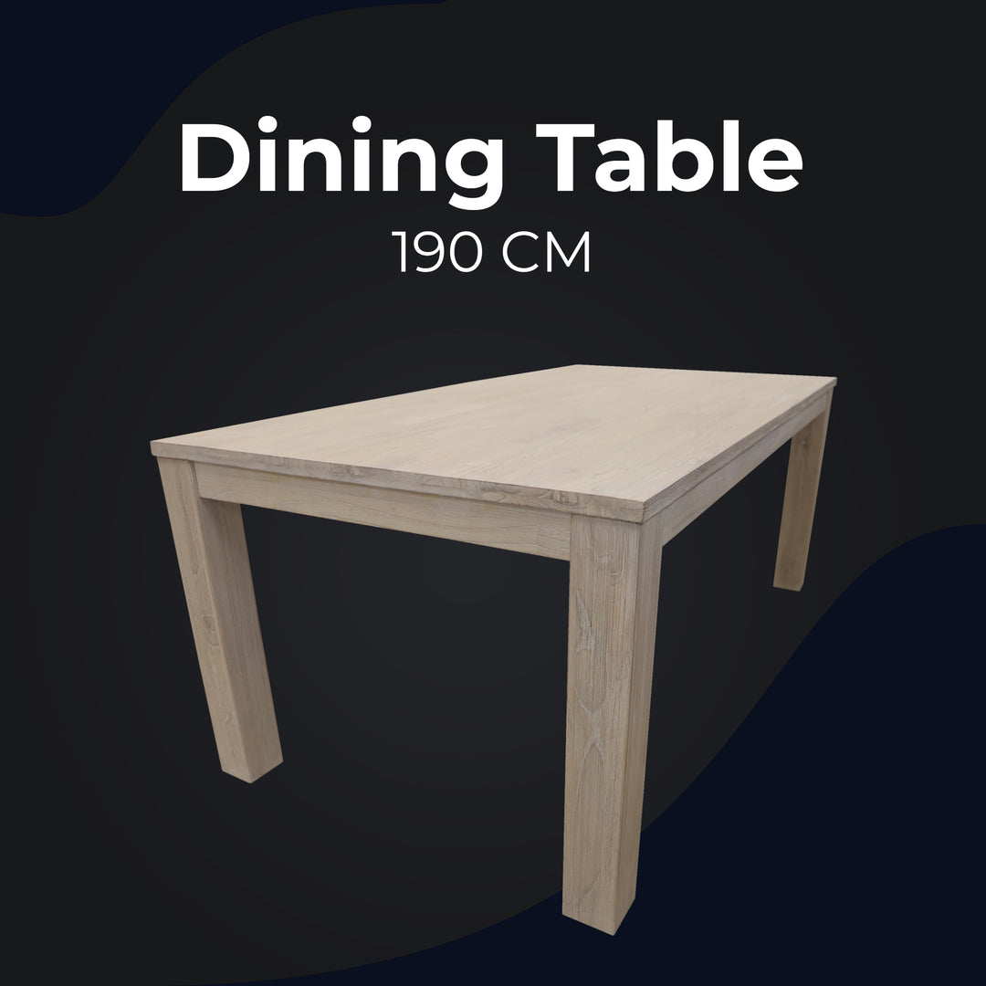 Foxglove Dining Table 190cm Solid Mt Ash Wood Home Dinner Furniture - White