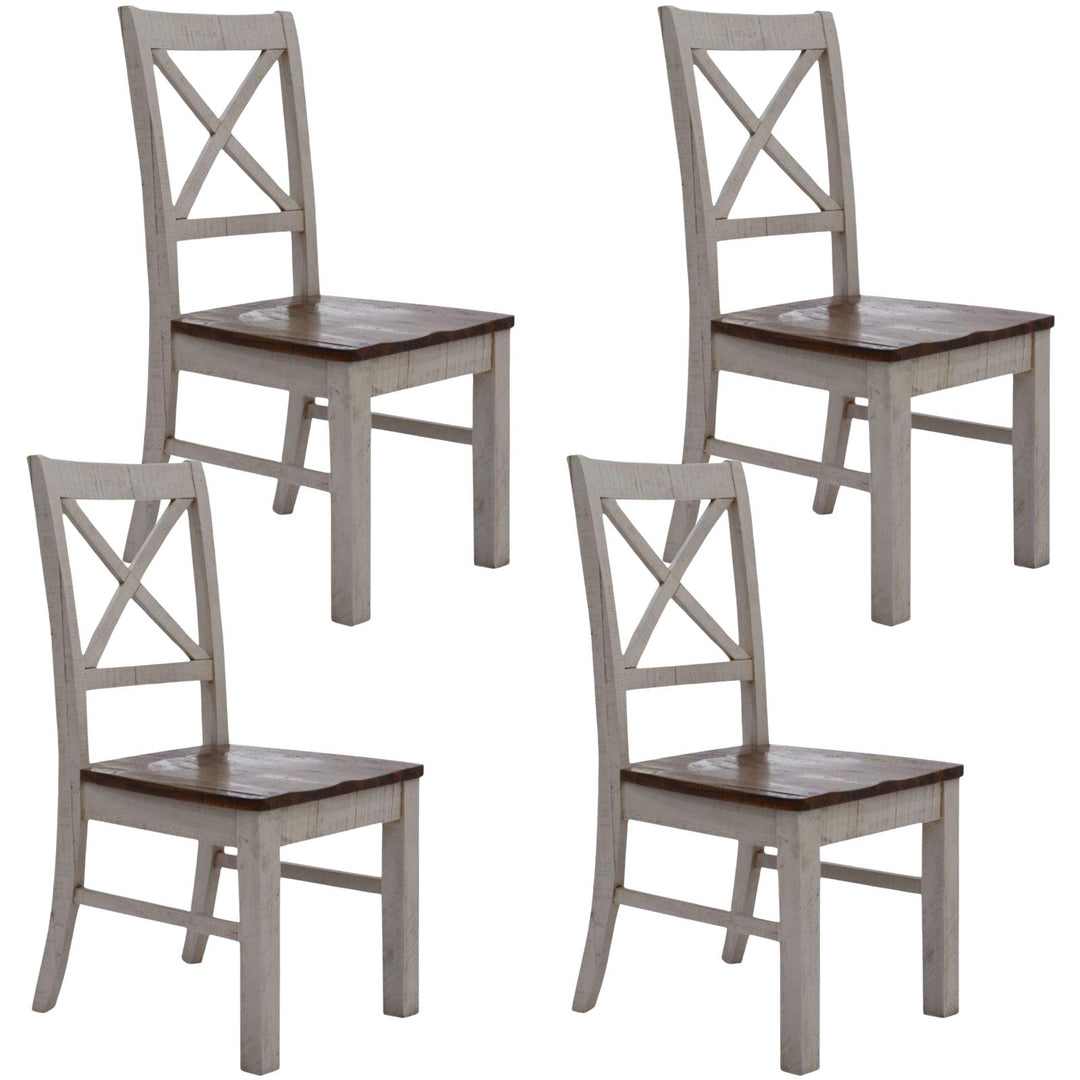 Erica X-Back Dining Chair Set of 4 Solid Acacia Timber Wood Hampton Brown White