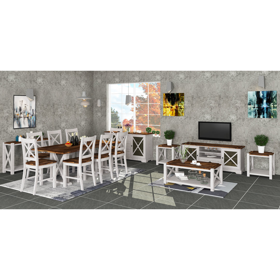 Erica X-Back Dining Chair Set of 4 Solid Acacia Timber Wood Hampton Brown White