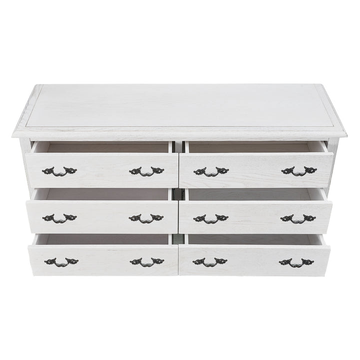 Alice Dresser Mirror 6 Chest of Drawers Tallboy Storage Cabinet Distressed White