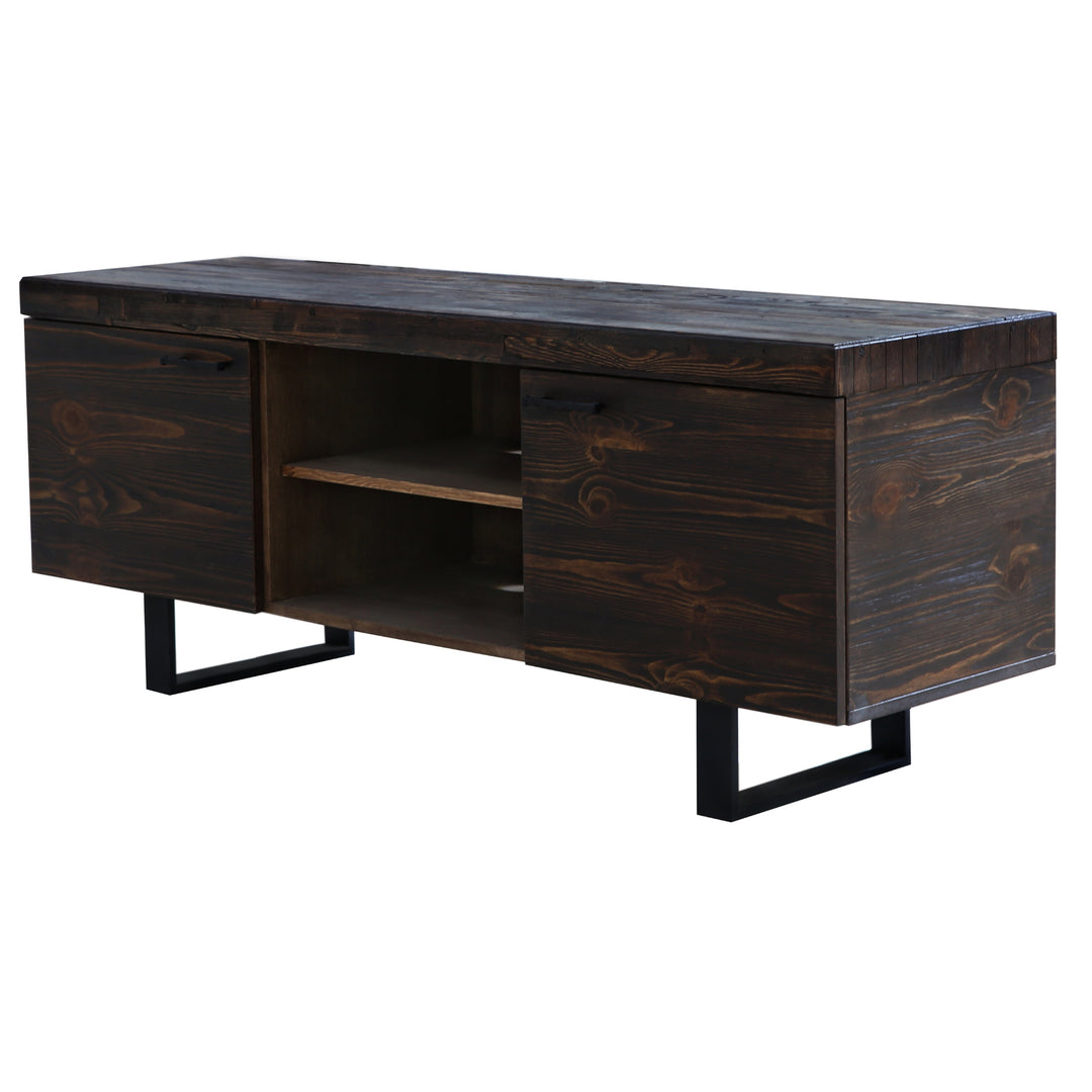 Rustica 160cm ETU Entertainment TV Unit Solid Pine Wood 2 Door Black