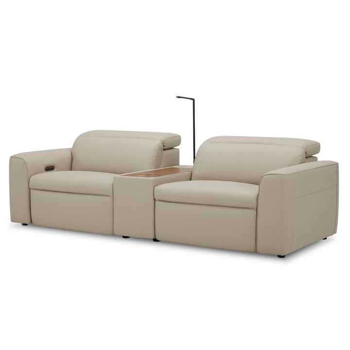 Hallie  2 Seater Genuine Leather Sofa Lounge Electric Powered Recliner Beige