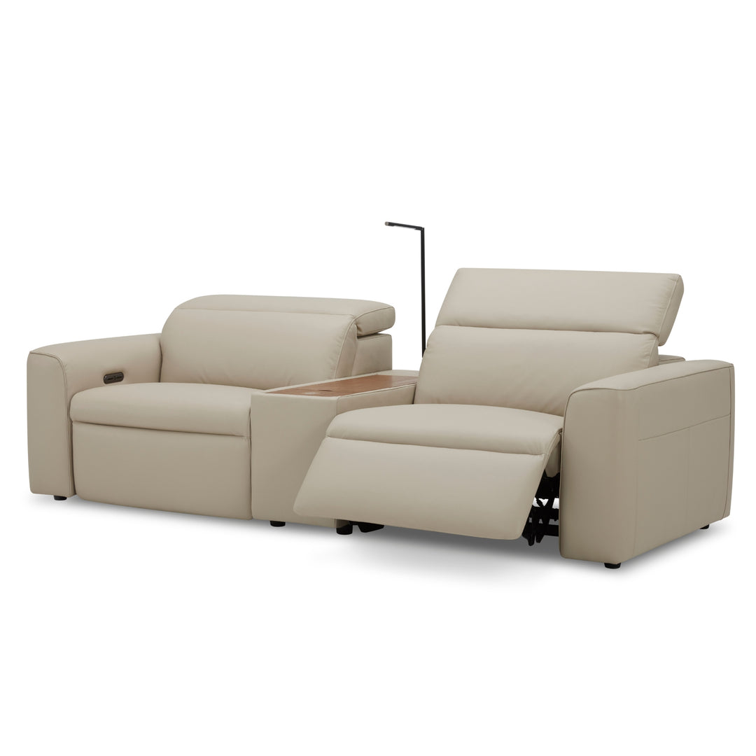 Hallie  2 Seater Genuine Leather Sofa Lounge Electric Powered Recliner Beige