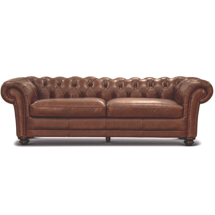 Sonny 3+2.5 Seater Genuine Leather Sofa Chestfield Lounge Couch - Butterscotch