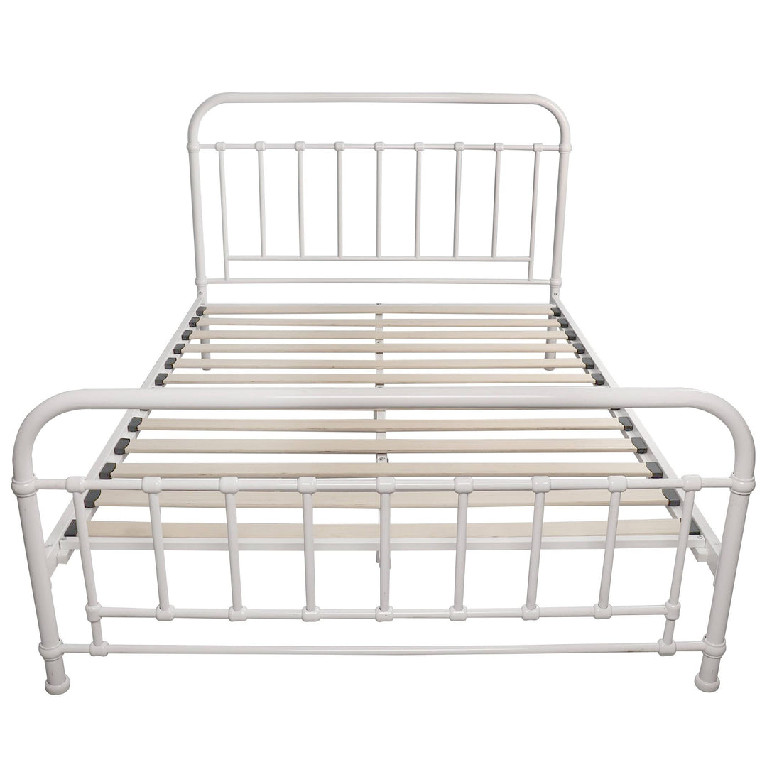 Metallica Double Bed Size Metal Frame Platform Mattress Base - White