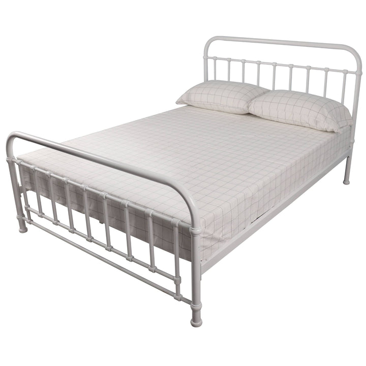 Metallica Double Bed Size Metal Frame Platform Mattress Base - White