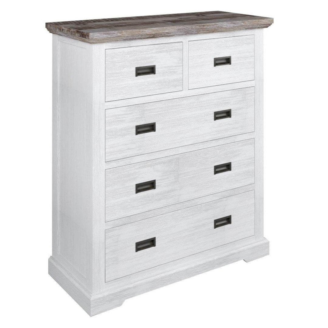 Fiona Tallboy 5 Chest of Drawers Bed Storage Cabinet Stand White Grey