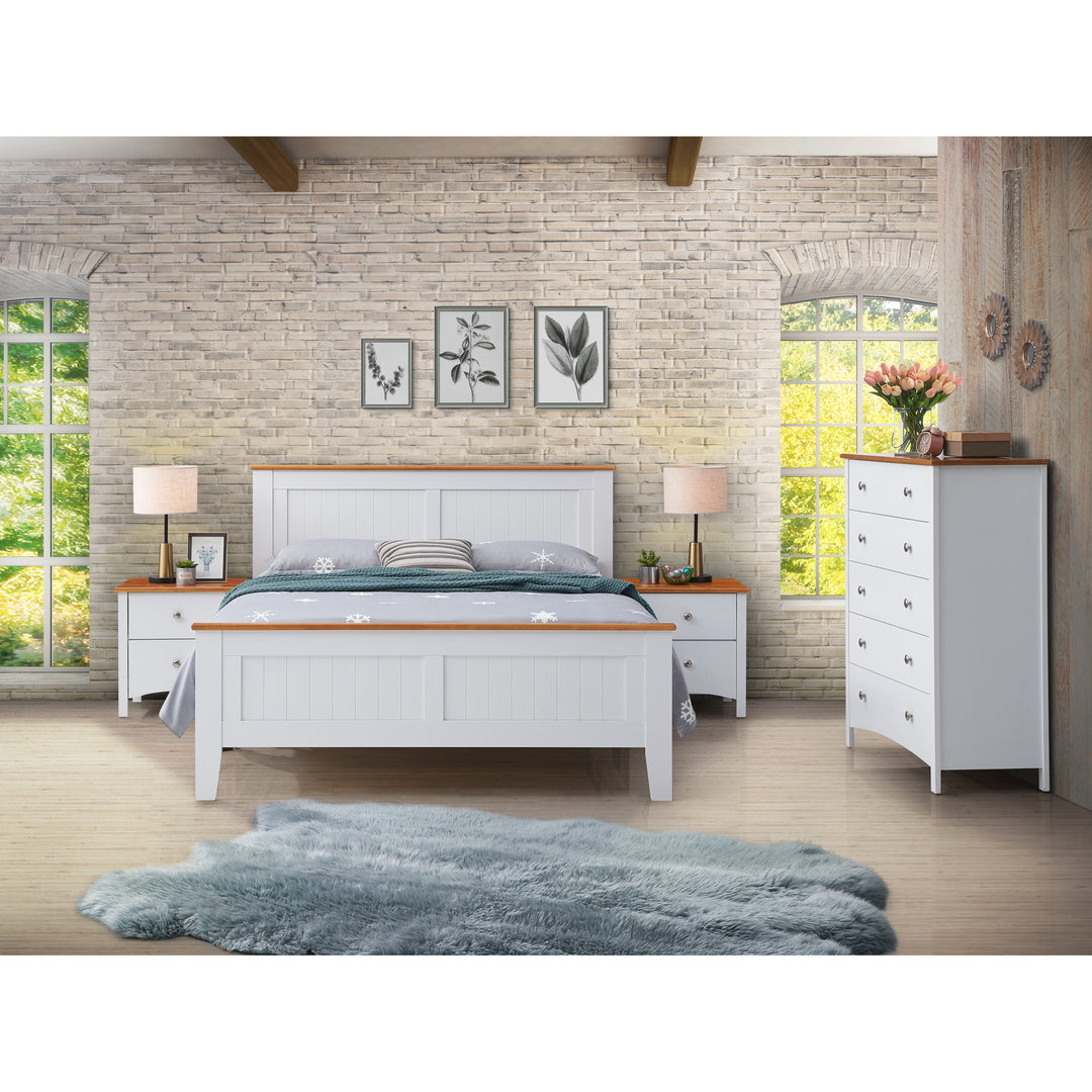 Lobelia Bedside Tallboy 3pc Bedroom Set Drawers Nightstand Storage Cabinet - WHT