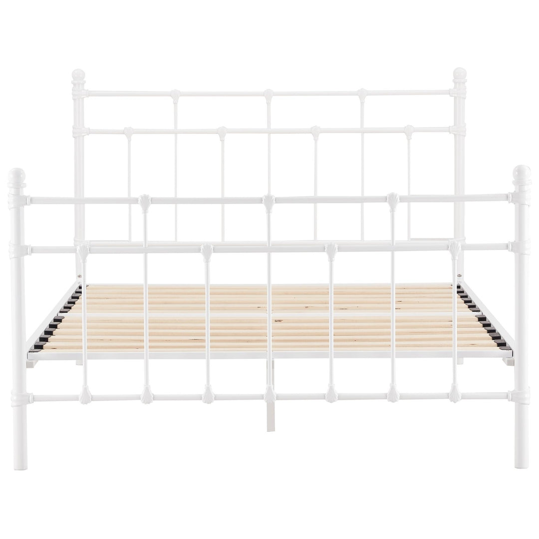 Gracy King Single Bed Size Metal Frame Platform Mattress Base - White