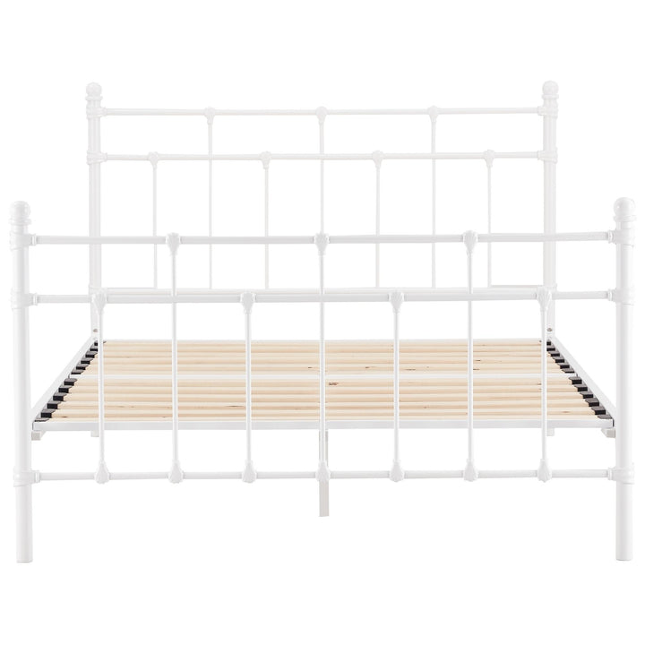 Gracy King Single Bed Size Metal Frame Platform Mattress Base - White