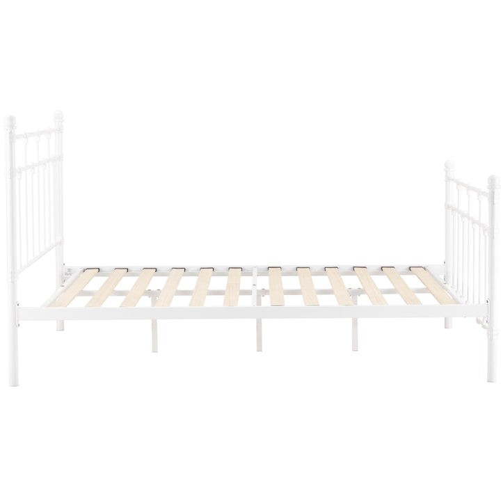 Gracy King Single Bed Size Metal Frame Platform Mattress Base - White