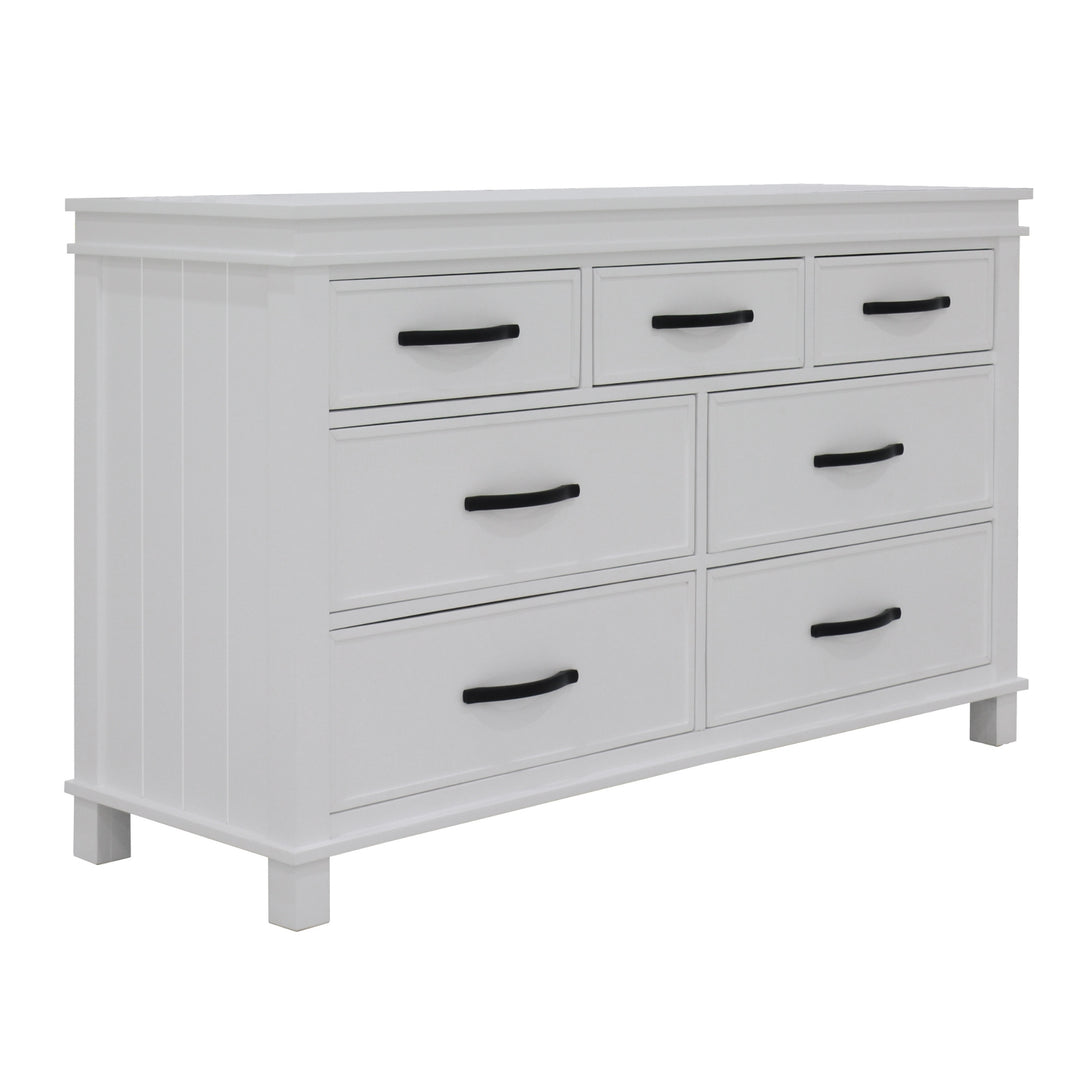 Lily Dresser Mirror 7 Chest of Drawers Tallboy Storage Cabinet - White