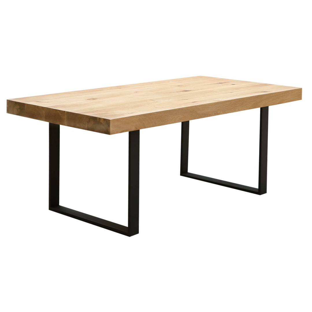 Ethan 3pc 190cm Dining Table 150cm Bench Veneer Solid Oak Top Metal Leg Natural