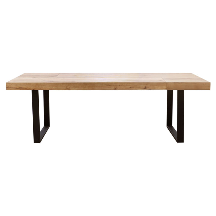 Ethan 3pc 240cm Dining Table 190cm Bench Veneer Solid Oak Top Metal Leg Natural