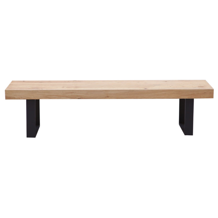 Ethan 3pc 240cm Dining Table 190cm Bench Veneer Solid Oak Top Metal Leg Natural