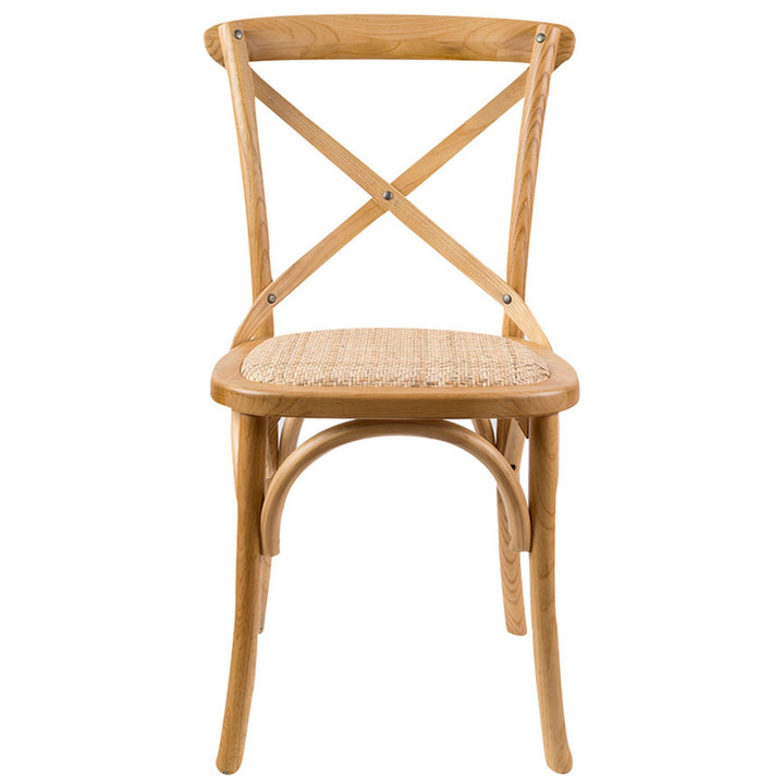 Aster Crossback Dining Chair Set of 6 Solid Birch Timber Wood Ratan Seat - Oak