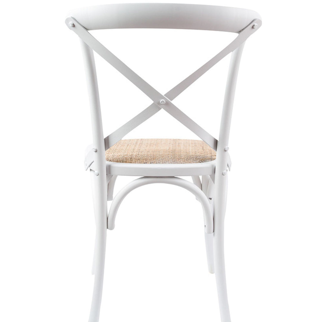 Aster Crossback Dining Chair Set of 4 Solid Birch Timber Wood Ratan Seat - White