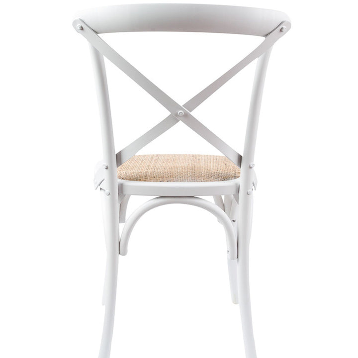 Aster Crossback Dining Chair Set of 6 Solid Birch Timber Wood Ratan Seat - White