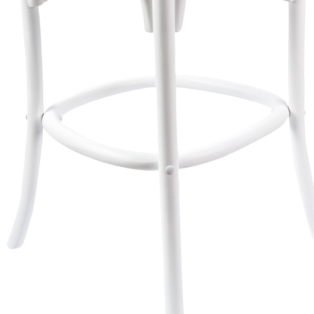 Aster 4pc Crossback Bar Stools Dining Chair Solid Birch Timber Rattan Seat White