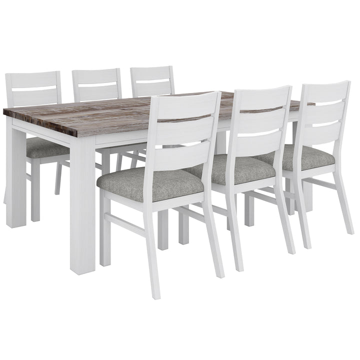 Plumeria Dining Chair Set of 4 Solid Acacia Wood Dining Furniture - White Brush