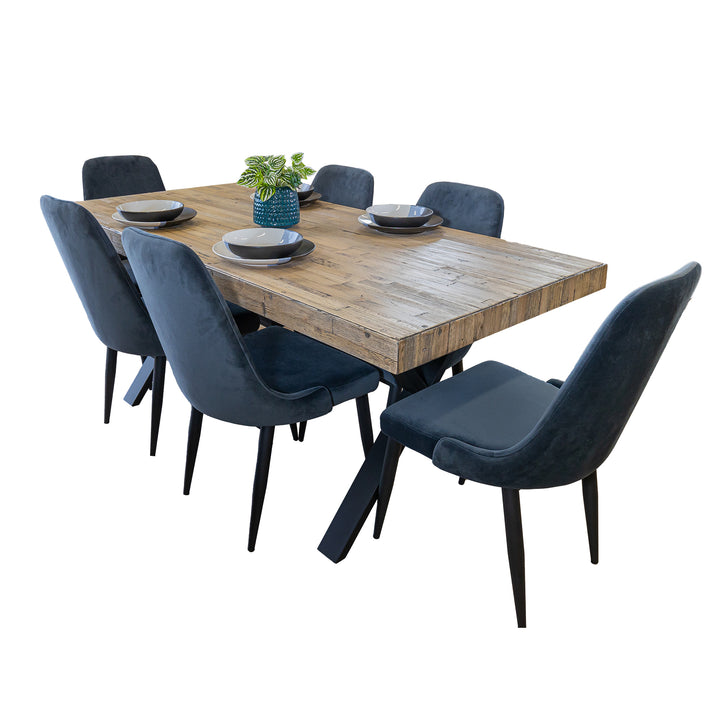 Eva Dining Chair Set of 4 Fabric Seat with Metal Frame - Charcoal