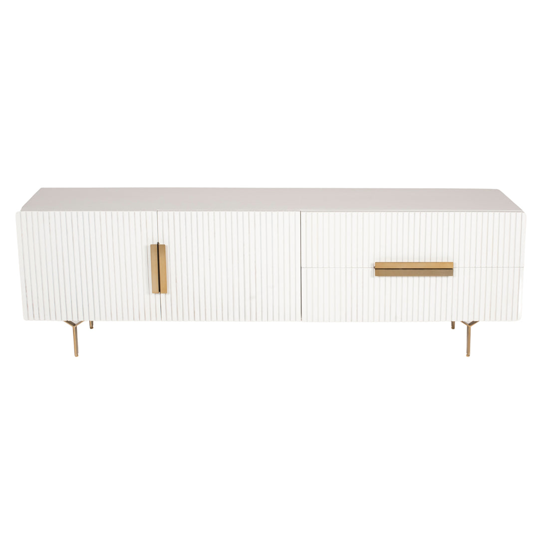 Knox ETU Entertainment TV Unit 180cm 3 Door 2 Drawer Solid Mango Wood - White