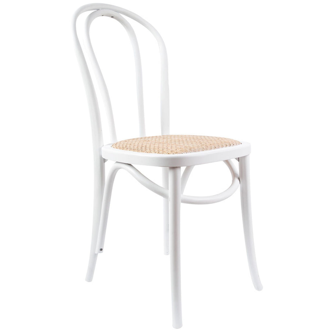 Azalea Arched Back Dining Chair 8 Set Solid Elm Timber Wood Rattan Seat - White