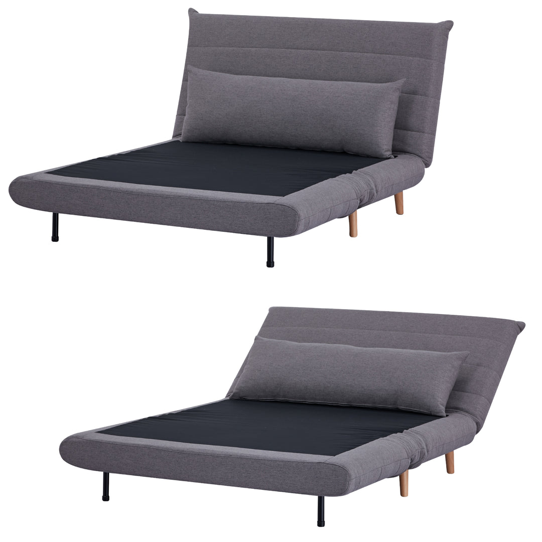 Audrey 2 Seater Sofa Futon Bed Love Seat Fabric Lounge Couch - Graphite