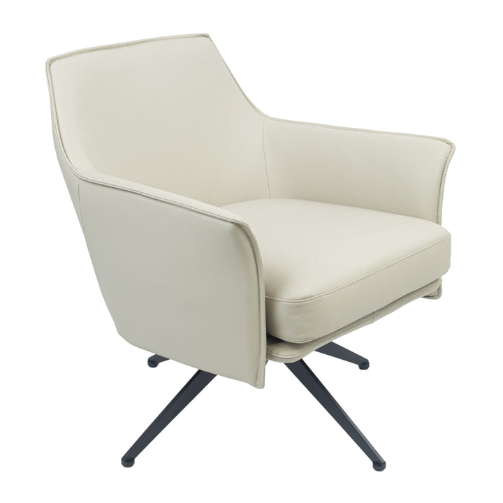 Freya Leather Swivel Occasional Chair Lounge Seat - Beige