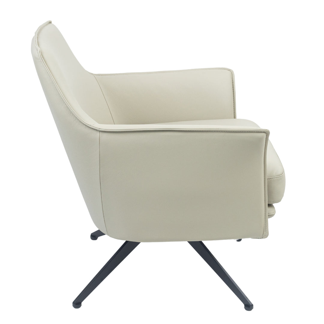 Freya Leather Swivel Occasional Chair Lounge Seat - Beige