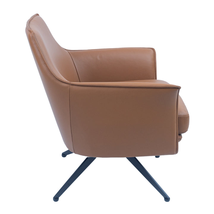 Freya Leather Swivel Occasional Chair Lounge Seat - Brown