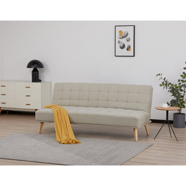 Brando 3 Seater Sofa Futon Bed Fabric Lounge Couch - Beige