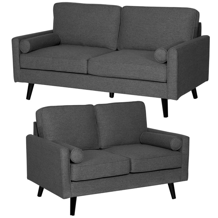 Lexi 2 + 2.5 Seater Sofa Set Fabric Uplholstered Lounge Couch - Dark Grey