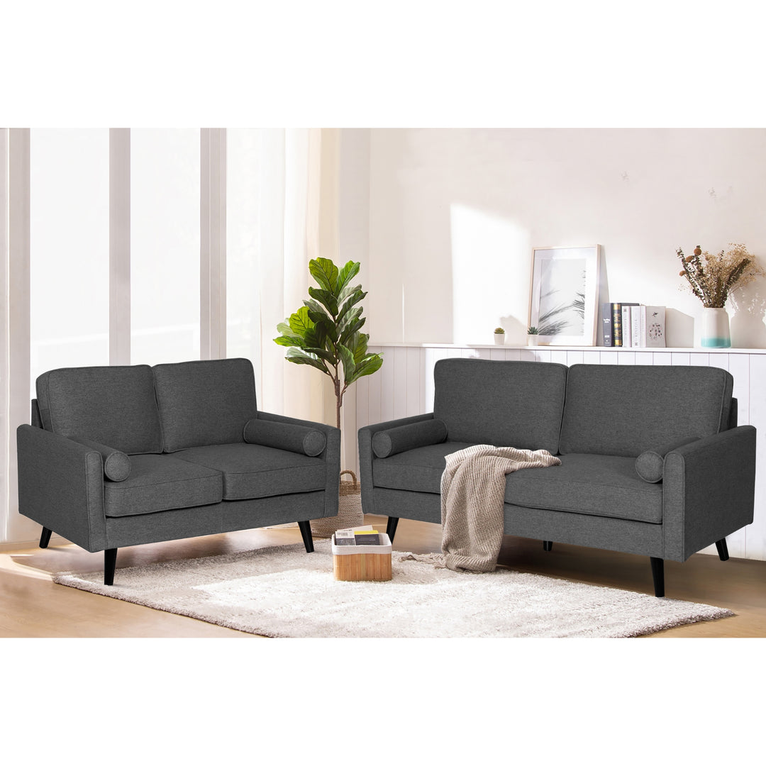 Lexi 2 + 2.5 Seater Sofa Set Fabric Uplholstered Lounge Couch - Dark Grey