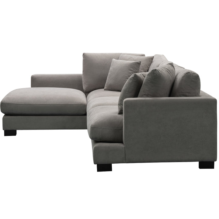 Royalty 3 Seater Sofa Fabric Uplholstered Left Chaise Lounge Couch - Grey