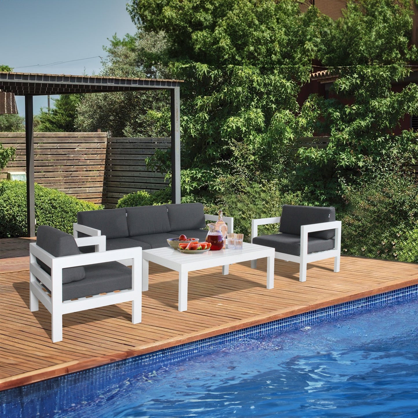 Outie 2 Seater Outdoor Sofa Lounge Aluminium Frame White