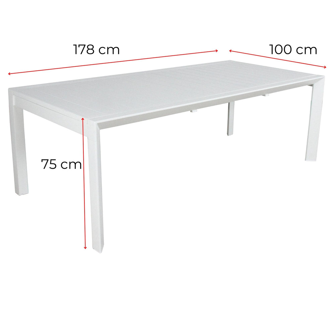 Iberia 178cm Aluminium Outdoor Dining Table White