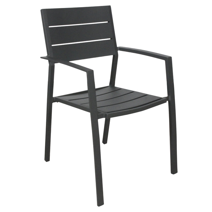 Percy 4pc Set Outdoor Dining Table Chair Aluminium Frame Grey