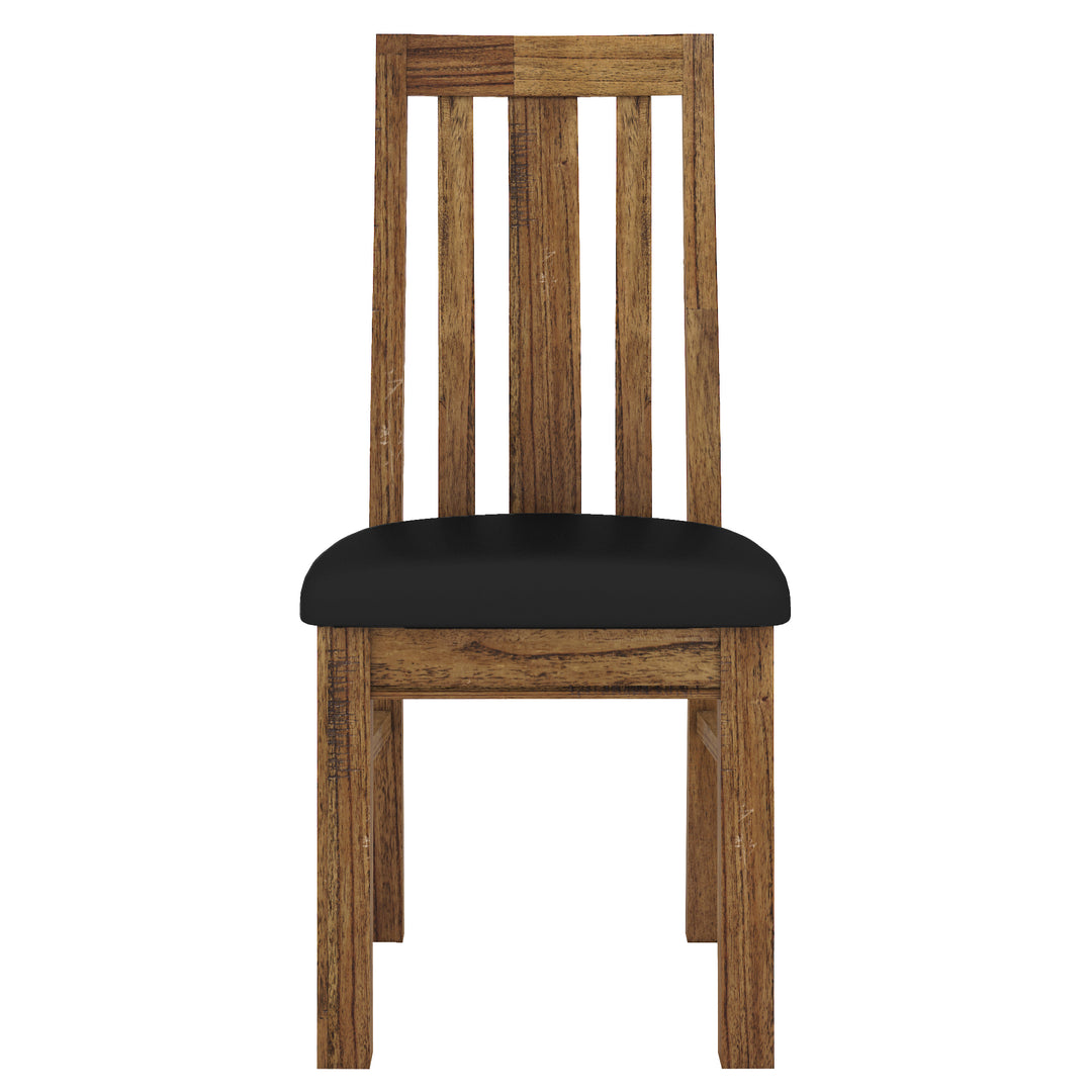 Birdsville PU Seat Dining Chair Set of 2 Solid Ash Wood Dining Furniture -Brown