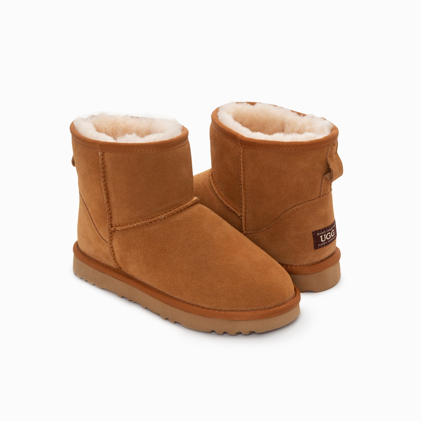 Ugg Boots Genuine Australian Sheepskin Unisex Mini Classic Suede (Chestnut, EU43)