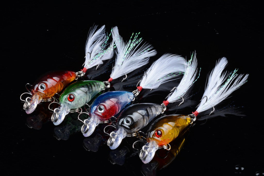 5x 4.5cm Popper Crank Bait Fishing Lure Lures Surface Tackle Saltwater