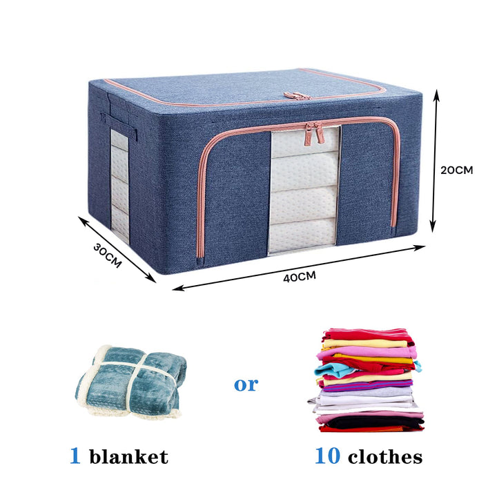 24L Cloth Storage Box Closet Organizer Storage Bags Clothes Storage Bags Wardrobe Organizer Idea Blue