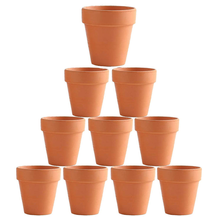 10x 6cm Flower Pot Pots Clay Ceramic Plant Drain Hole Succulent Cactus Nursery Planter