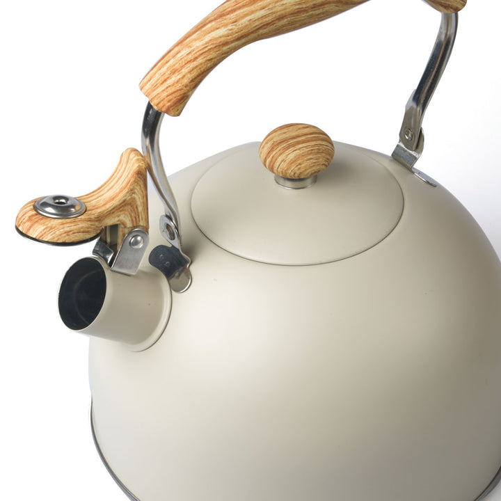 2.5 Liter Tea Whistling Kettle Stainless Steel Modern Whistling Tea Pot for Stovetop Cream