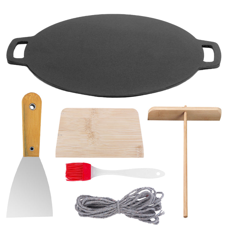 34cm Seasoned Cast Iron Induction Crepes Pan Baking Pancake Tool Pizza Bakeware