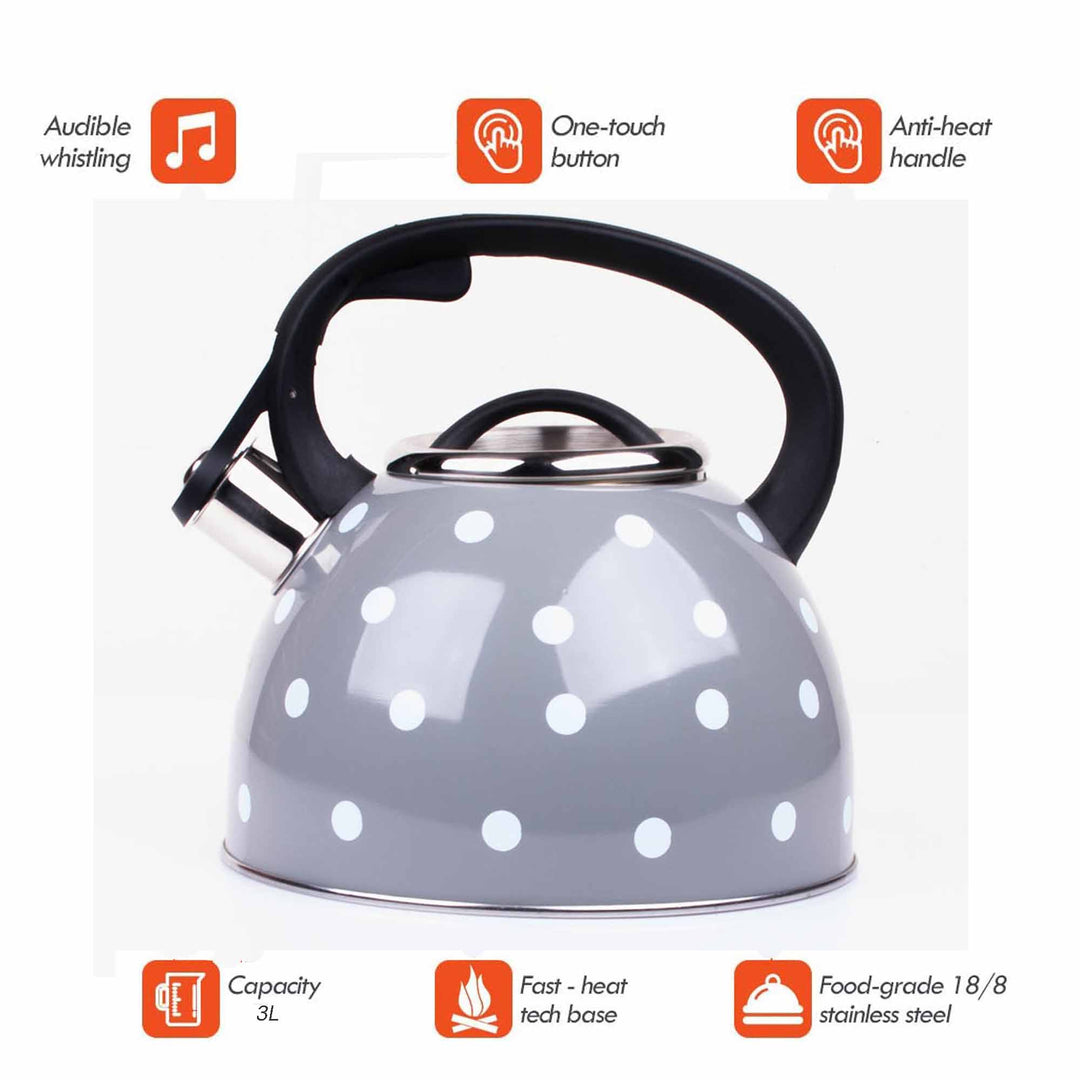 3 Liter Tea Whistling Kettle Stainless Steel Modern Whistling Tea Pot for Stovetop