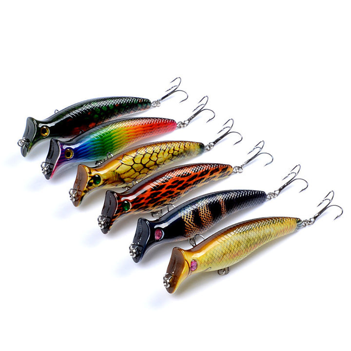 6x Popper Poppers 12.4cm Fishing Lure Lures Surface Tackle Fresh Saltwater